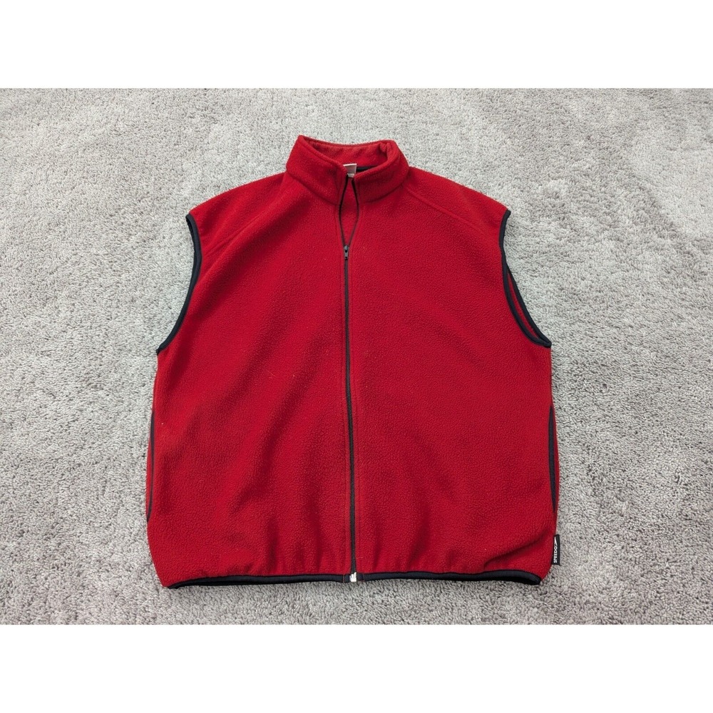 Vintage Speedo Vest‎ Mens Large Full Zip Side Pocket Fleece Golf Red